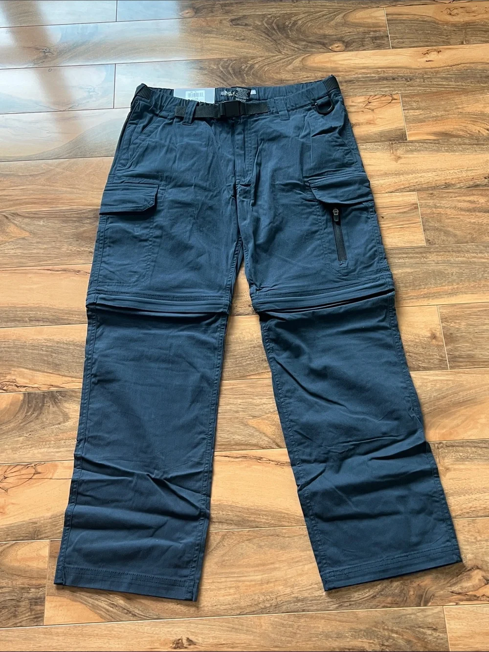 Convertible Cargo Outdoor Pants Mens 34x30 Stretch Zip Off NWT Blue BC Clothing